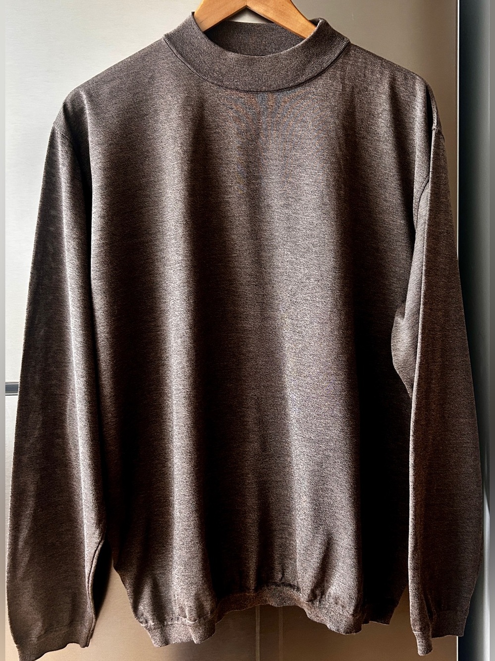 Vintage St Croix XL Brown Mock Neck Sweater Made in USA Cotton Blend